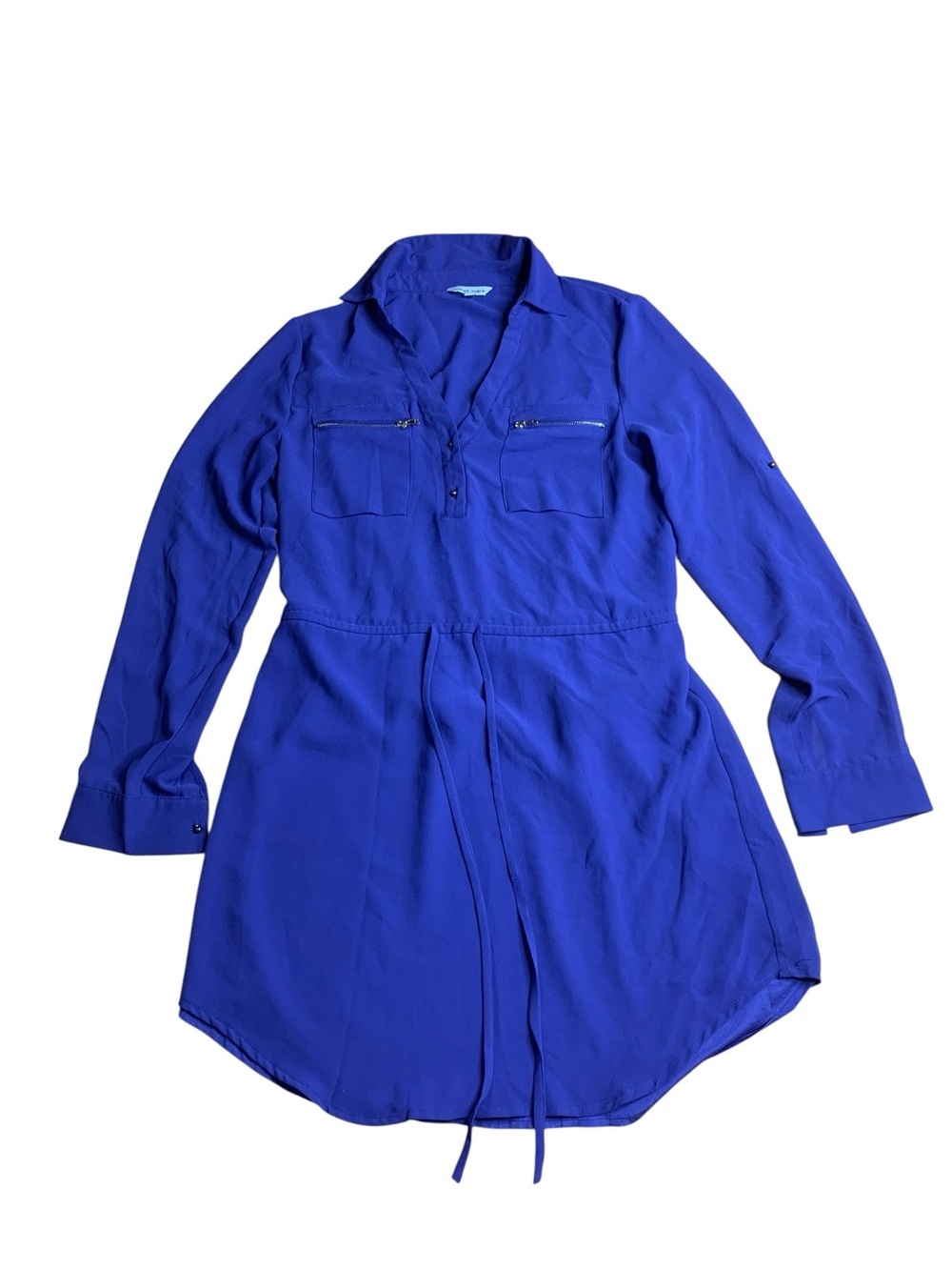 Naked Zebra Royal Blue Utility Shirt Dress Size Small